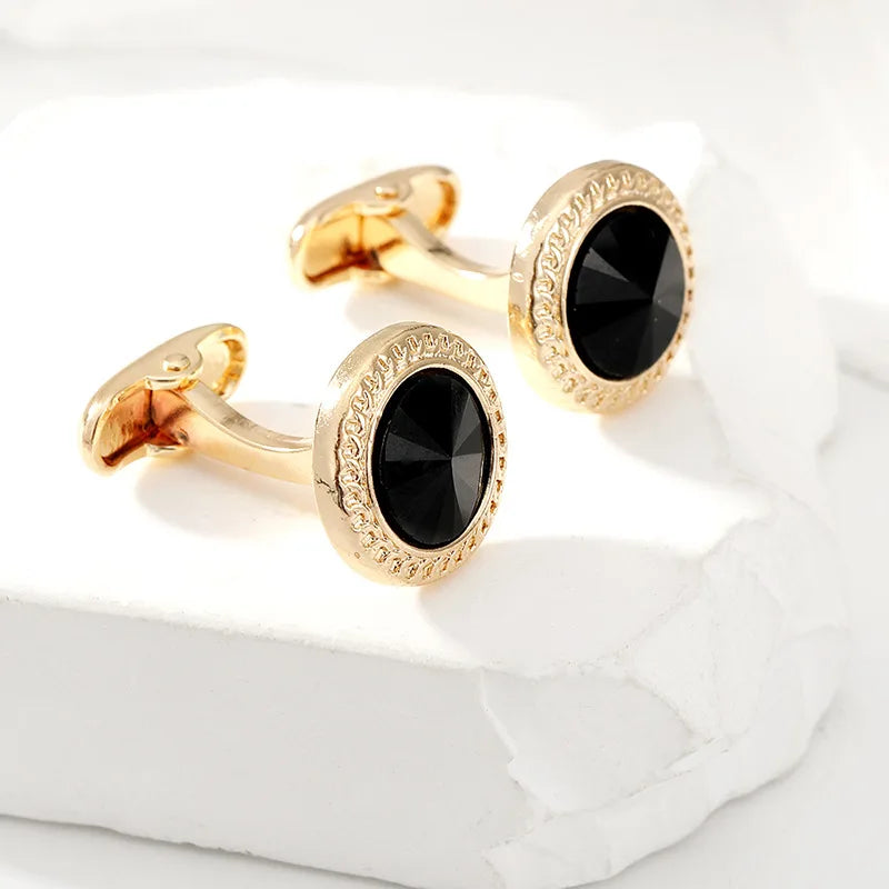 Luxury Zircon Cufflinks - Classic Round Mens Wedding Suit Accessories - ZOOMNSTORE