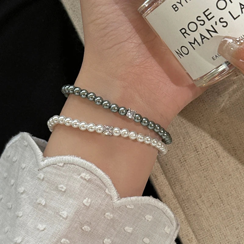 Elegant Handmade Zircon Pearl Bracelet - Retro Luxury Jewelry for Women - ZOOMNSTORE
