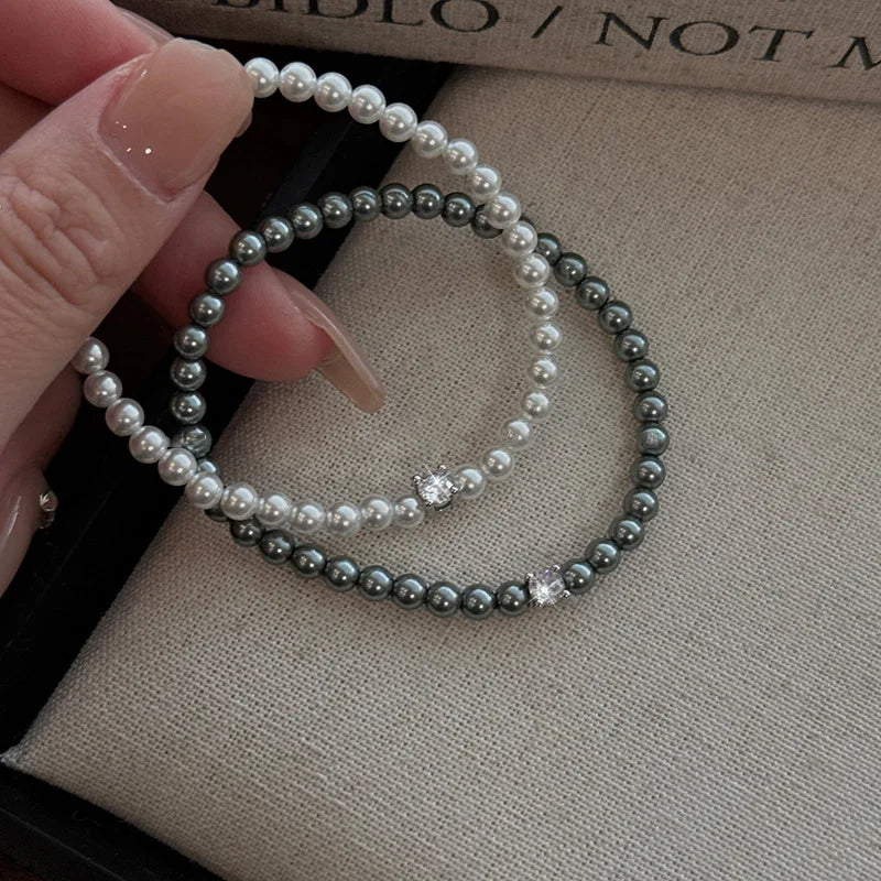 Elegant Handmade Zircon Pearl Bracelet - Retro Luxury Jewelry for Women - ZOOMNSTORE