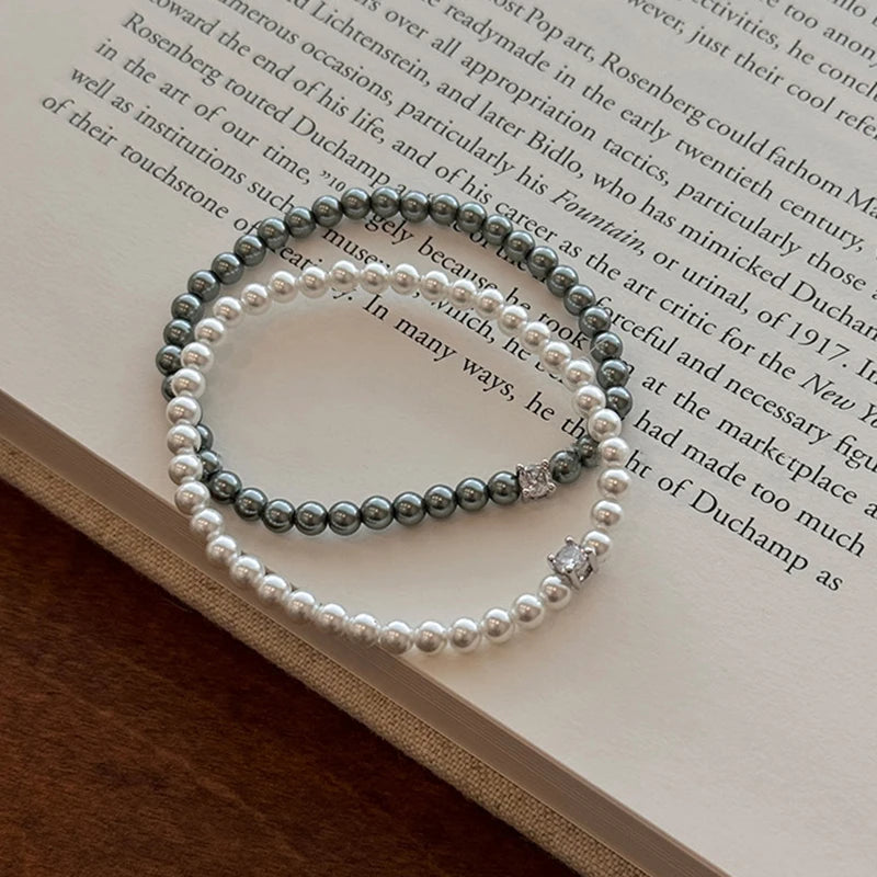 Elegant Handmade Zircon Pearl Bracelet - Retro Luxury Jewelry for Women - ZOOMNSTORE