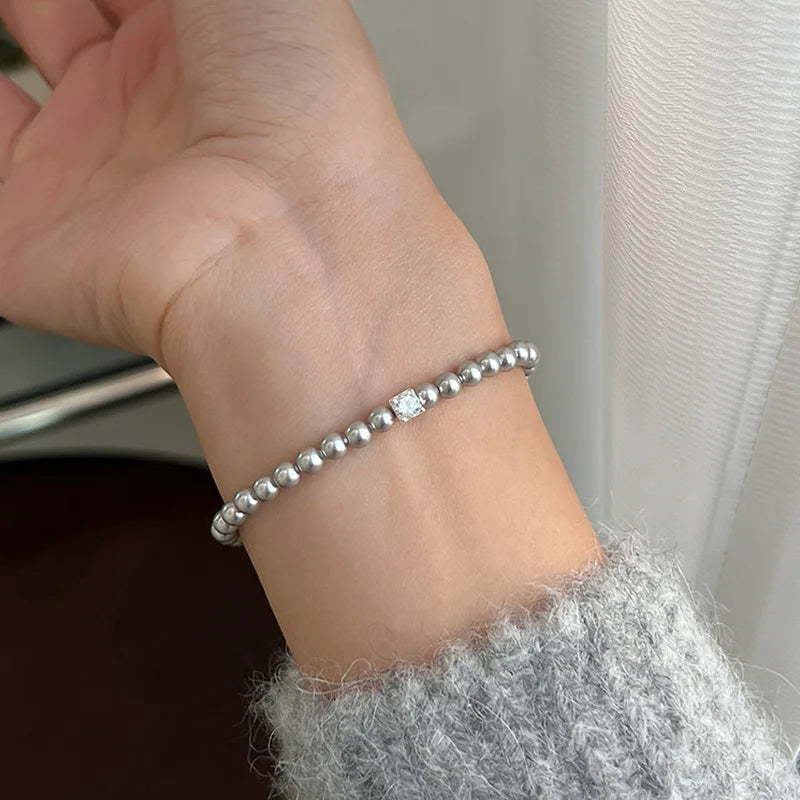 Elegant Handmade Zircon Pearl Bracelet - Retro Luxury Jewelry for Women - ZOOMNSTORE