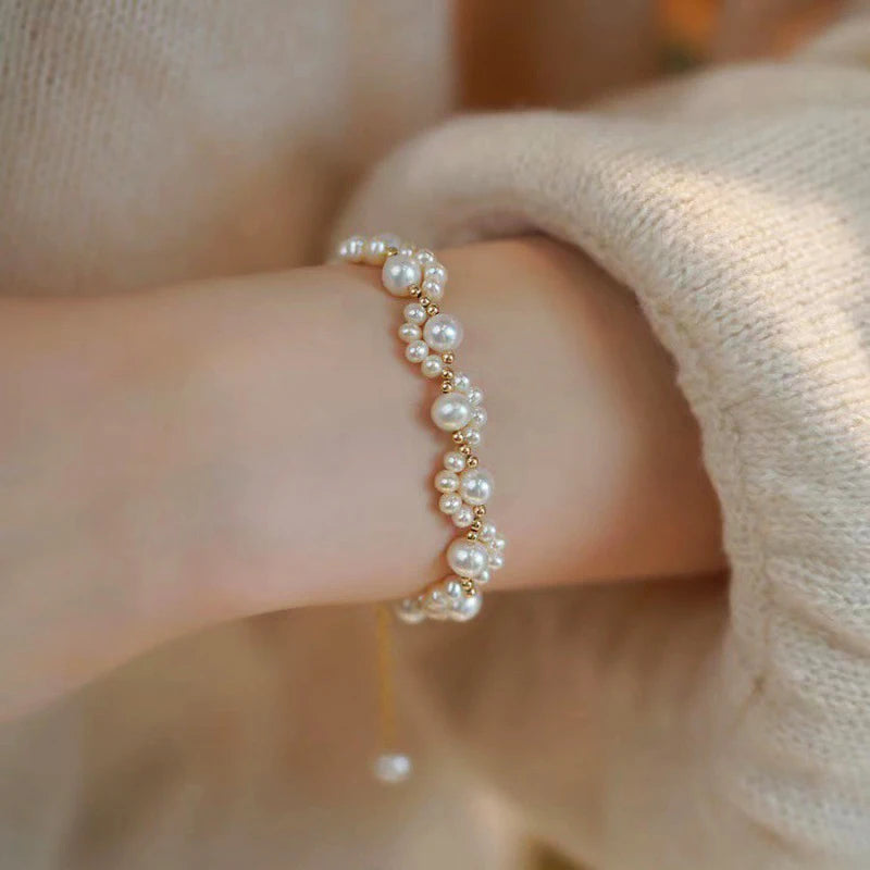 Elegant Handmade Zircon Pearl Bracelet - Retro Luxury Jewelry for Women - ZOOMNSTORE