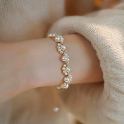 Elegant Handmade Zircon Pearl Bracelet - Retro Luxury Jewelry for Women - ZOOMNSTORE