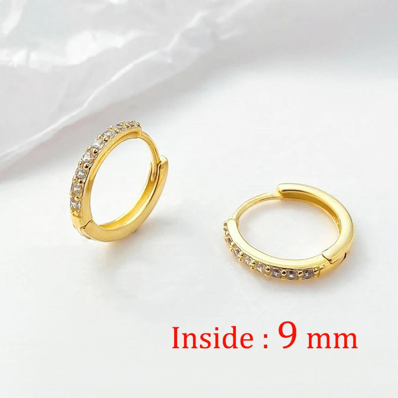 Zirconia Hoop Earrings - Stainless Steel Small Huggie Hoops in Gold & Silver - ZOOMNSTORE