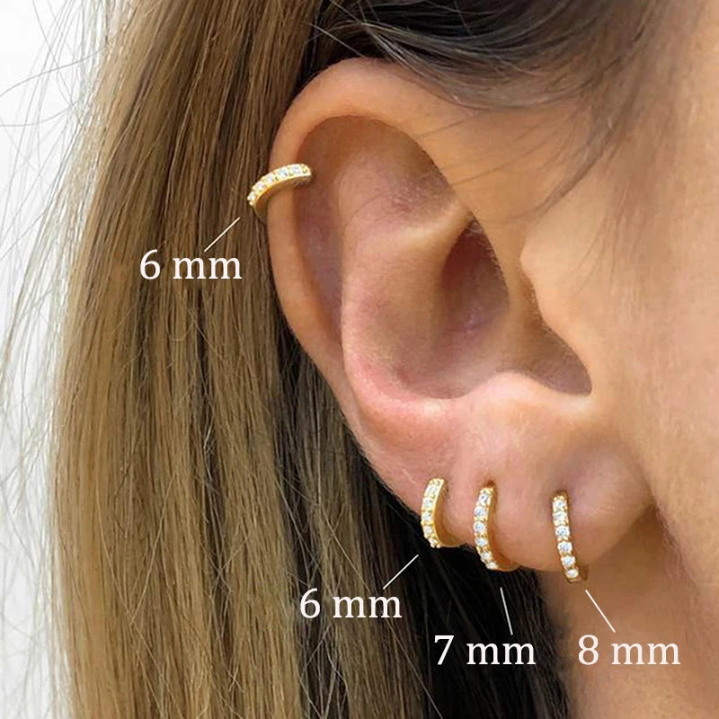Zirconia Hoop Earrings - Stainless Steel Small Huggie Hoops in Gold & Silver - ZOOMNSTORE