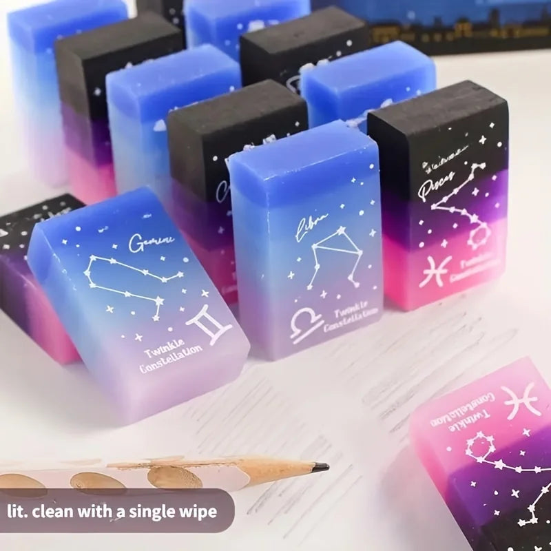 3/6/12pcs Constellations Erasers Zodiac Signs Good-looking Rainbow Jelly Error Correction Pencil Erasers Clean And Easy To Erase - ZOOMNSTORE