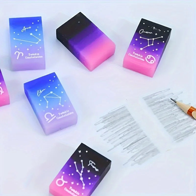 3/6/12pcs Constellations Erasers Zodiac Signs Good-looking Rainbow Jelly Error Correction Pencil Erasers Clean And Easy To Erase - ZOOMNSTORE