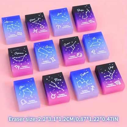 3/6/12pcs Constellations Erasers Zodiac Signs Good-looking Rainbow Jelly Error Correction Pencil Erasers Clean And Easy To Erase - ZOOMNSTORE