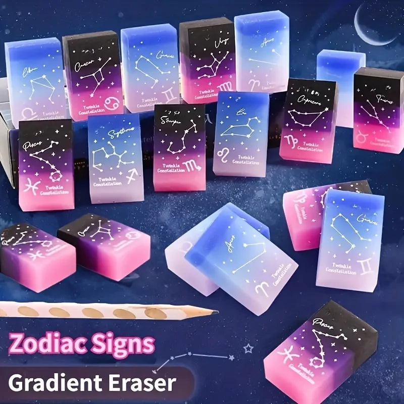 3/6/12pcs Constellations Erasers Zodiac Signs Good-looking Rainbow Jelly Error Correction Pencil Erasers Clean And Easy To Erase - ZOOMNSTORE