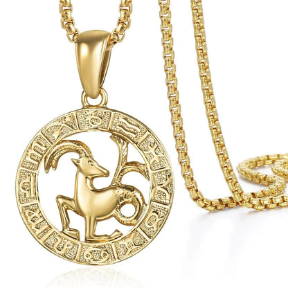 Zodiac Sign Pendant Necklace - Gold Horoscope Jewelry for Men  Women - ZOOMNSTORE