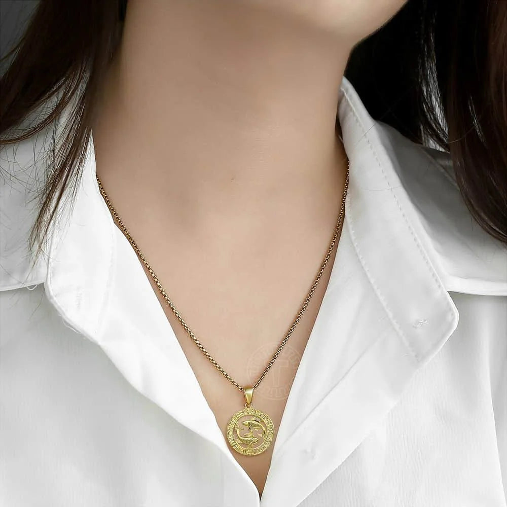 Zodiac Sign Pendant Necklace - Gold Horoscope Jewelry for Men  Women - ZOOMNSTORE