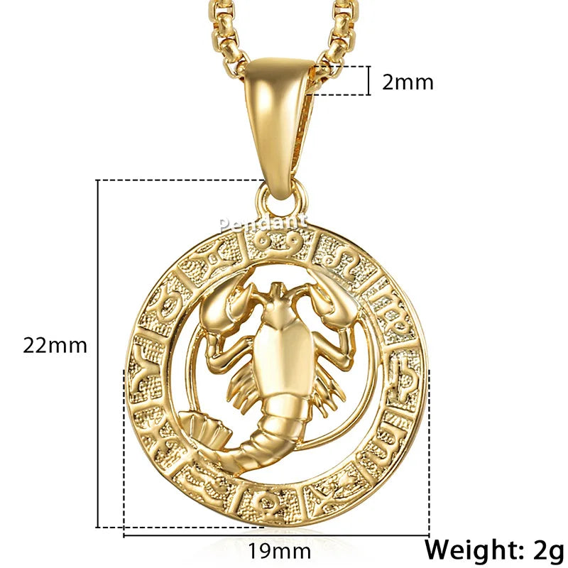 Zodiac Sign Pendant Necklace - Gold Horoscope Jewelry for Men  Women - ZOOMNSTORE