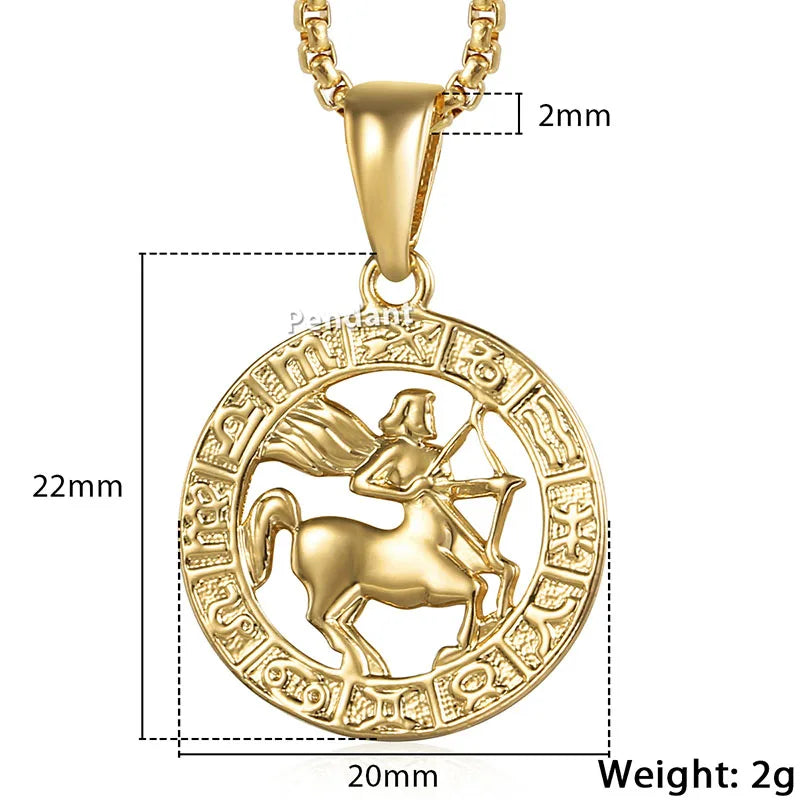 Zodiac Sign Pendant Necklace - Gold Horoscope Jewelry for Men  Women - ZOOMNSTORE