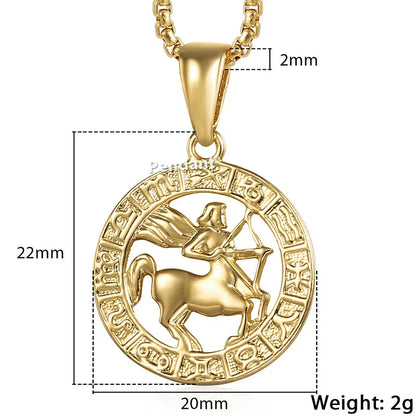 Zodiac Sign Pendant Necklace - Gold Horoscope Jewelry for Men  Women - ZOOMNSTORE