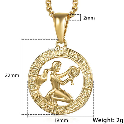 Zodiac Sign Pendant Necklace - Gold Horoscope Jewelry for Men  Women - ZOOMNSTORE