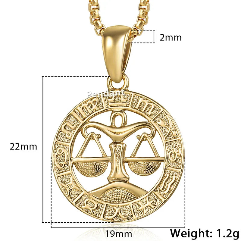 Zodiac Sign Pendant Necklace - Gold Horoscope Jewelry for Men  Women - ZOOMNSTORE