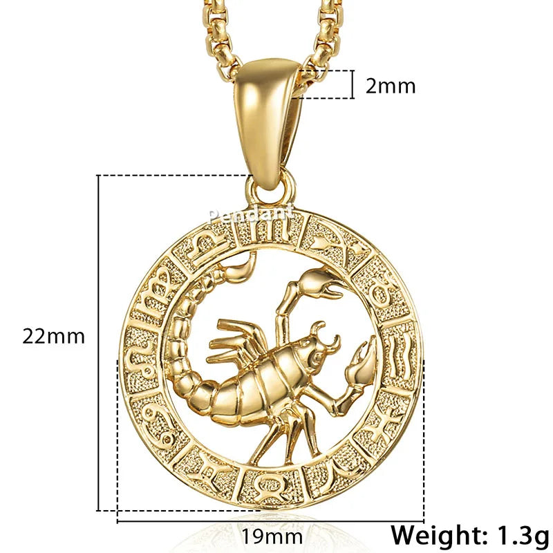 Zodiac Sign Pendant Necklace - Gold Horoscope Jewelry for Men  Women - ZOOMNSTORE
