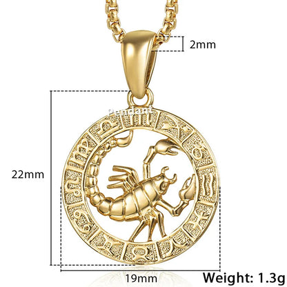 Zodiac Sign Pendant Necklace - Gold Horoscope Jewelry for Men  Women - ZOOMNSTORE