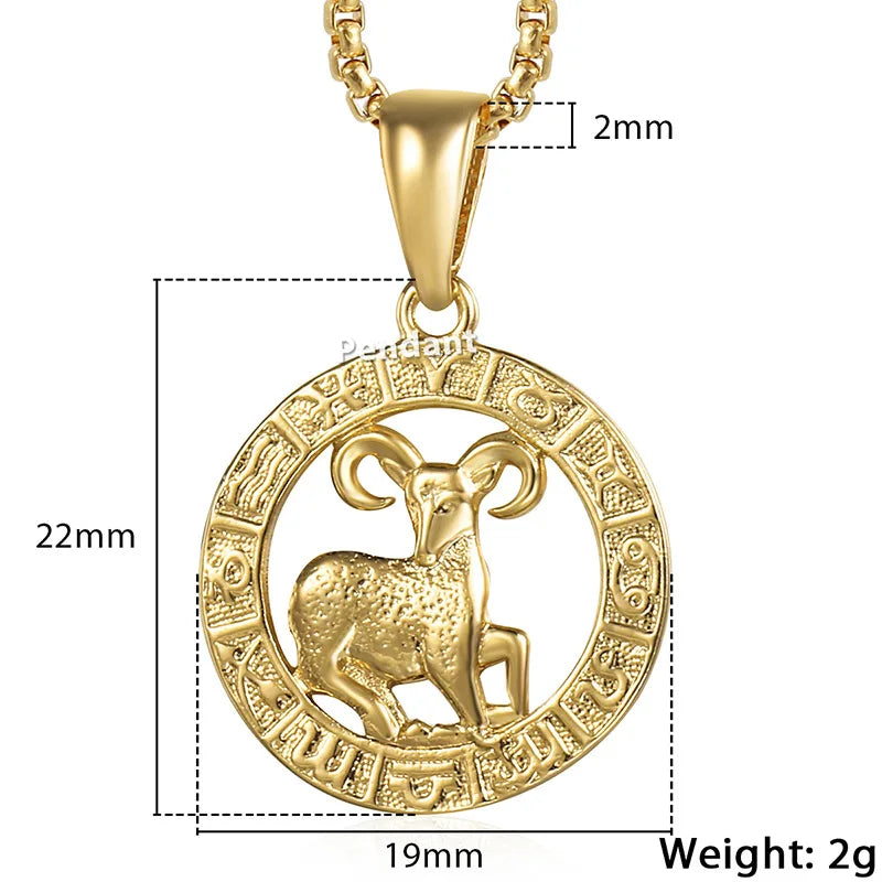 Zodiac Sign Pendant Necklace - Gold Horoscope Jewelry for Men  Women - ZOOMNSTORE