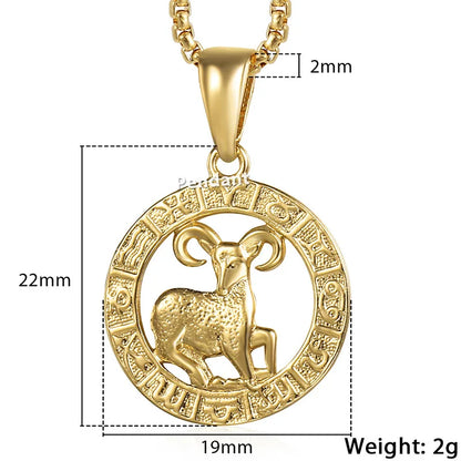 Zodiac Sign Pendant Necklace - Gold Horoscope Jewelry for Men  Women - ZOOMNSTORE