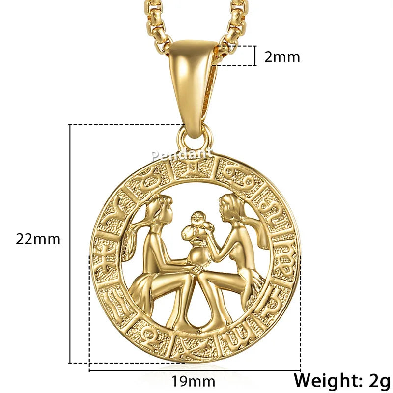 Zodiac Sign Pendant Necklace - Gold Horoscope Jewelry for Men  Women - ZOOMNSTORE