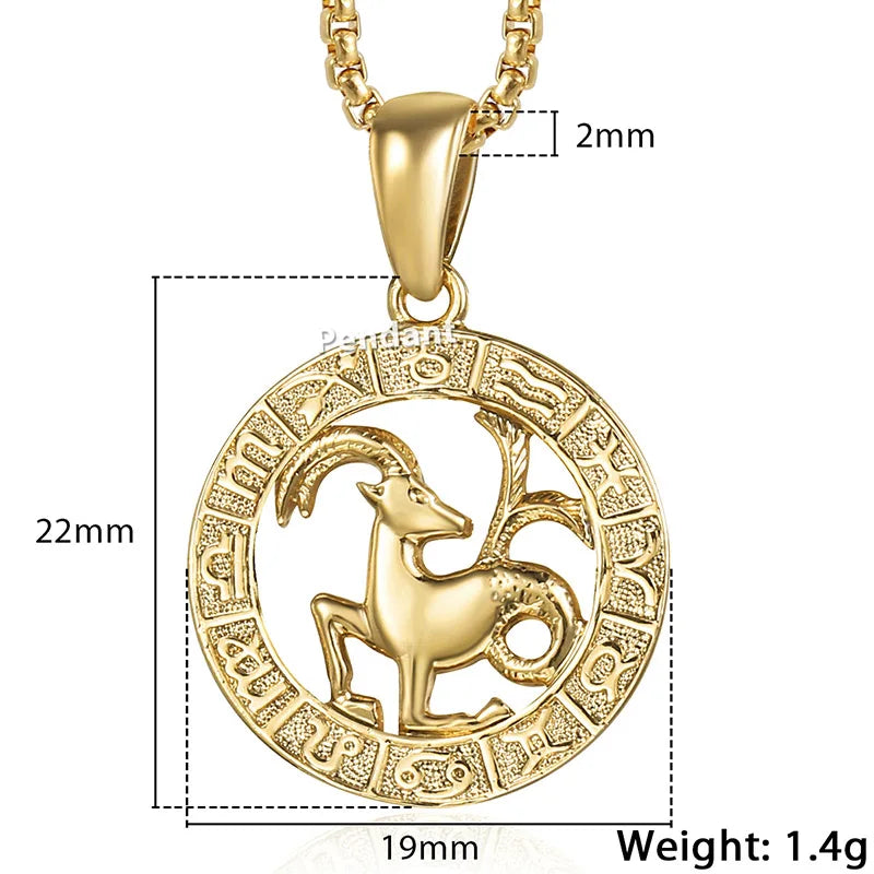 Zodiac Sign Pendant Necklace - Gold Horoscope Jewelry for Men  Women - ZOOMNSTORE