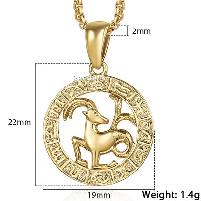 Zodiac Sign Pendant Necklace - Gold Horoscope Jewelry for Men  Women - ZOOMNSTORE