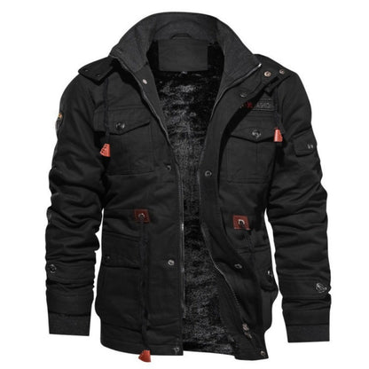 Mens Fleece Jacket - Thick Washed Cotton Multi-Pocket Fashionable for Big Men - ZOOMNSTORE