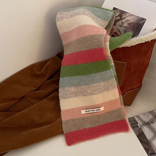Color Block Knit Scarf for Women - Cozy Polyester Neck Warmer for Fall  Winter - ZOOMNSTORE