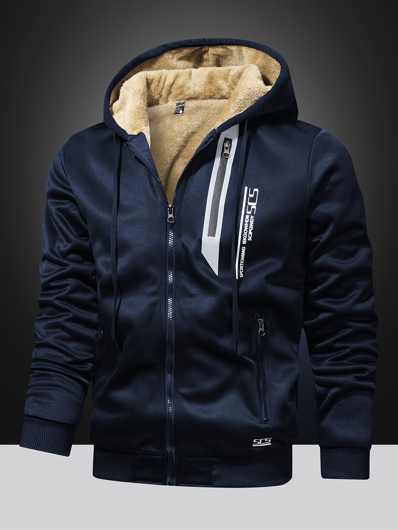 Mens Winter Fleece Hoodie - Hooded Zip-Up Jacket with Pockets Casual Outerwear - ZOOMNSTORE