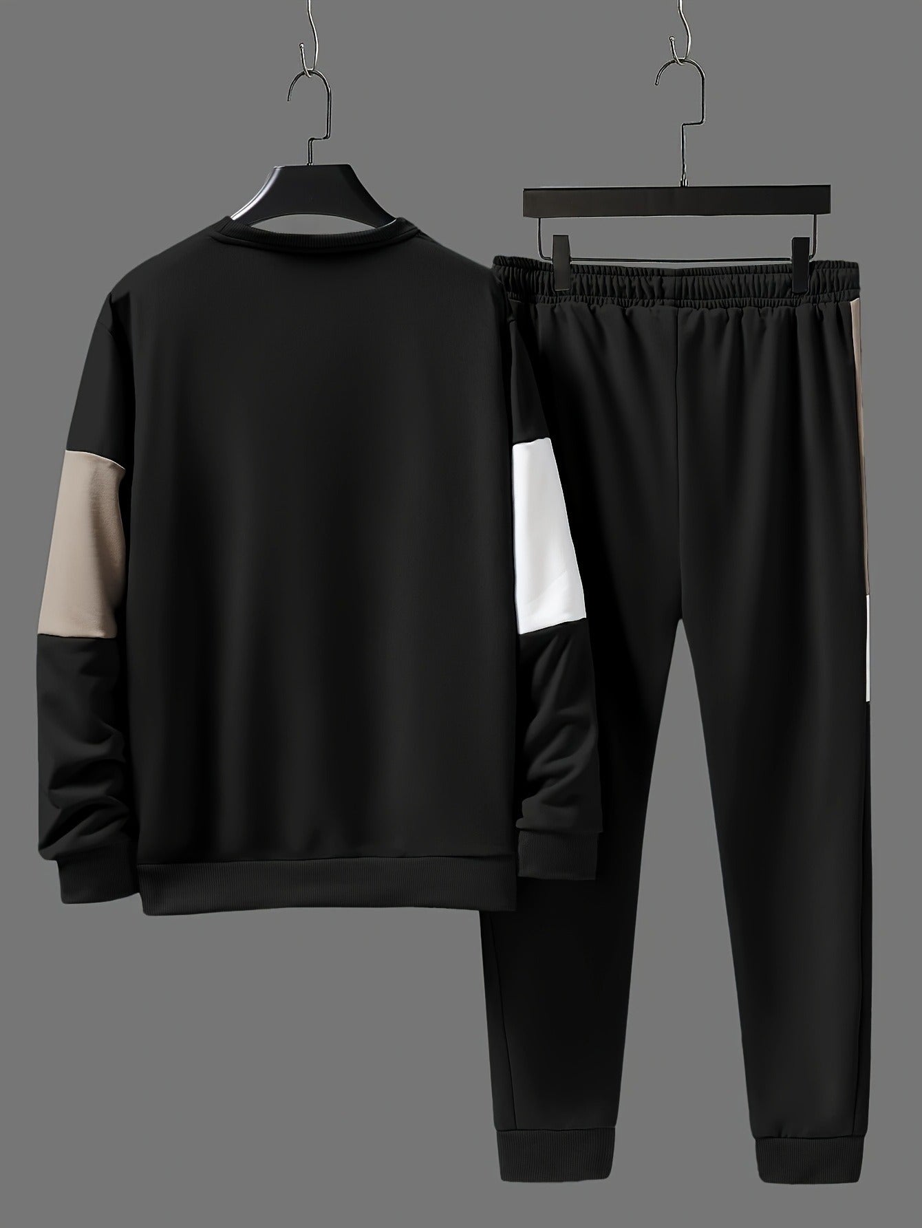Color Blocked 2-Piece Mens Sweatshirt and Jogger Set - Casual Long Sleeve Outfit for Fall and Winter - ZOOMNSTORE