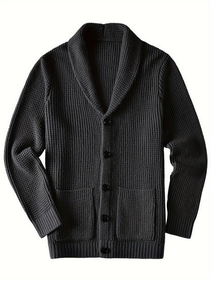 Men's warm cardigan jacket with green fruit collar long sleeved sweater - ZOOMNSTORE