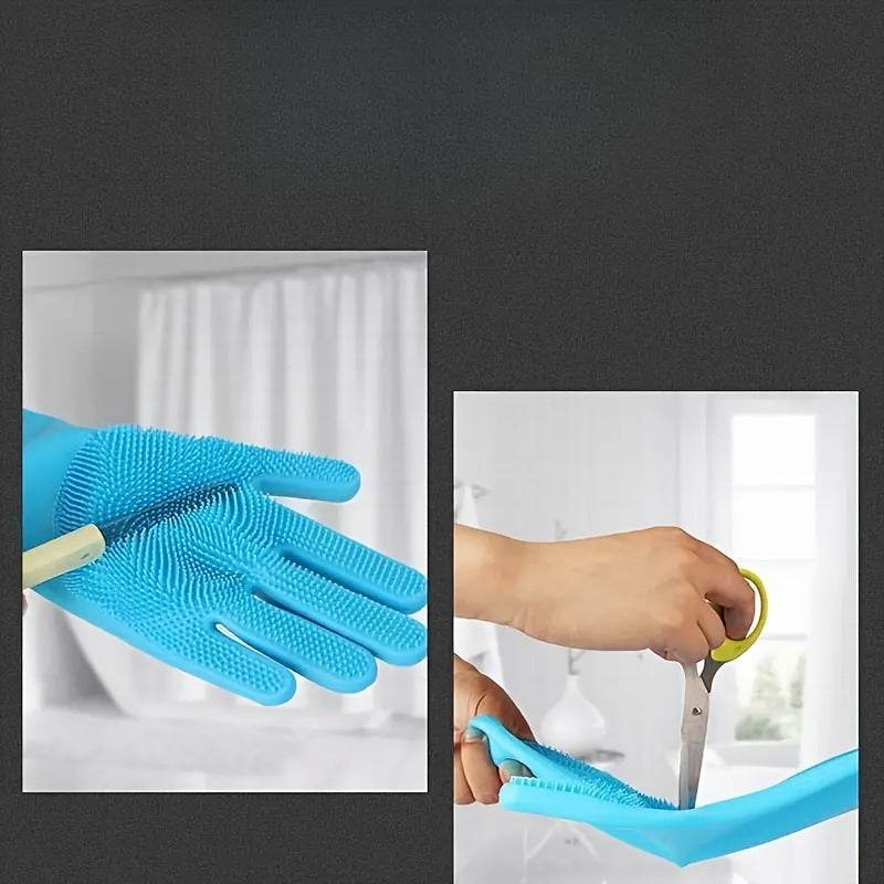 2 Pcs 2-in-1 Pet Dog Bath Gloves with Silicone Brush for Massage and Rubbing, Dog Bathing Supplies - ZOOMNSTORE