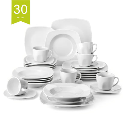Ivory White Porcelain Dinnerware Set - 6-Piece Plates and Bowls for Home and Restaurant - ZOOMNSTORE