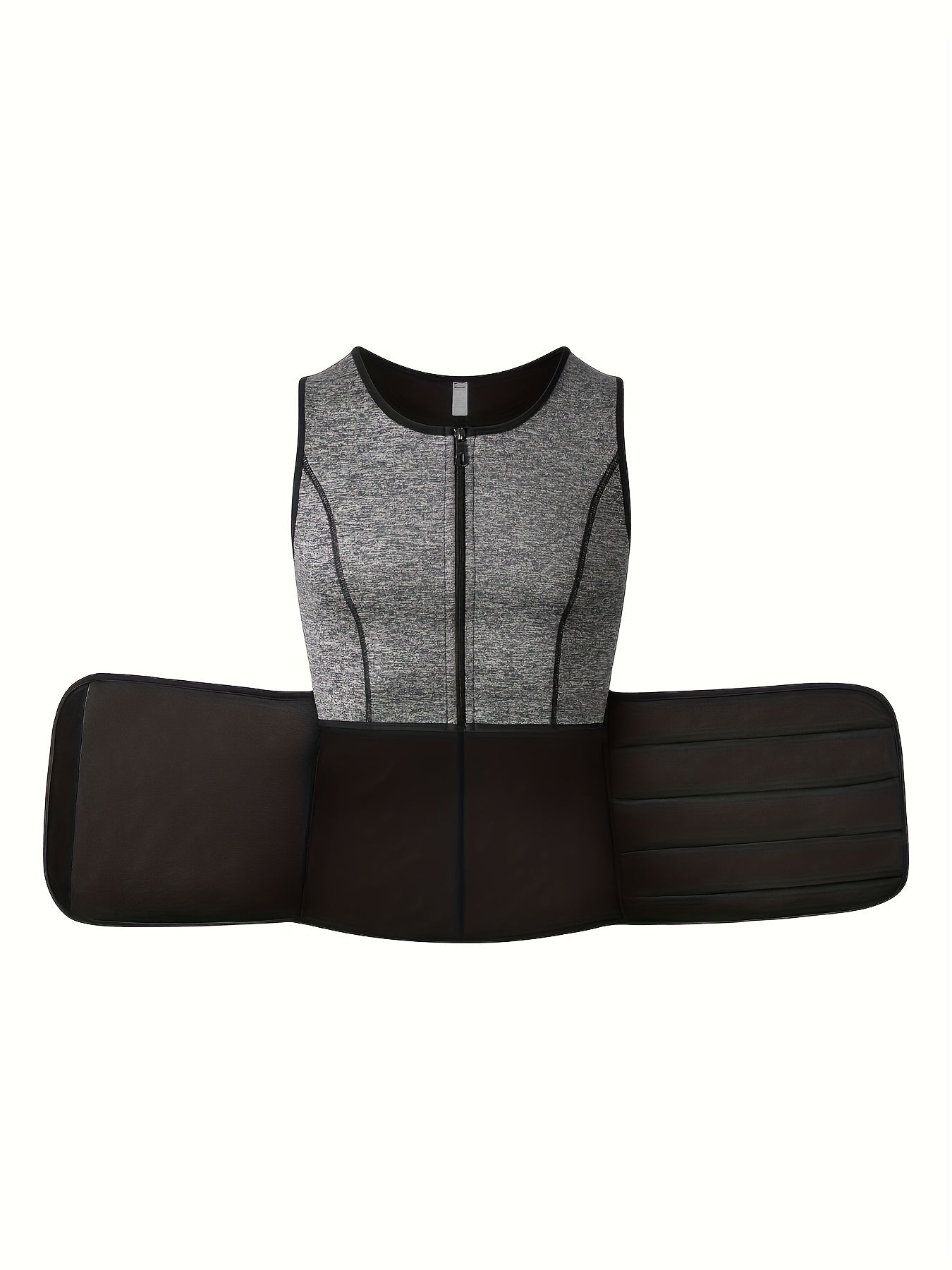 Mens Compression Zip-Up Athletic Vest - Slim Fit Gym Waist Trainer Tank Top - ZOOMNSTORE