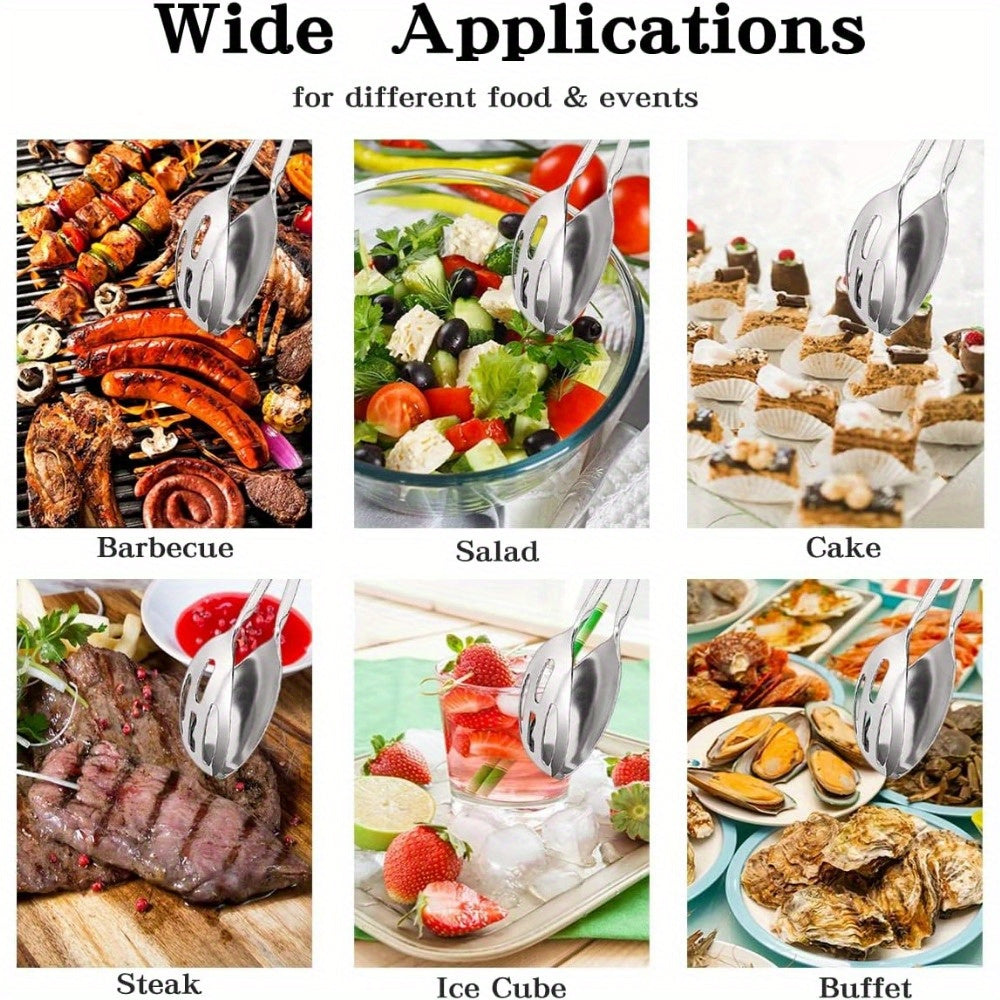 Stainless Steel Food Tongs - Multipurpose Non-Slip Kitchen Utensils for Serving Salad Bread and Barbecue - ZOOMNSTORE