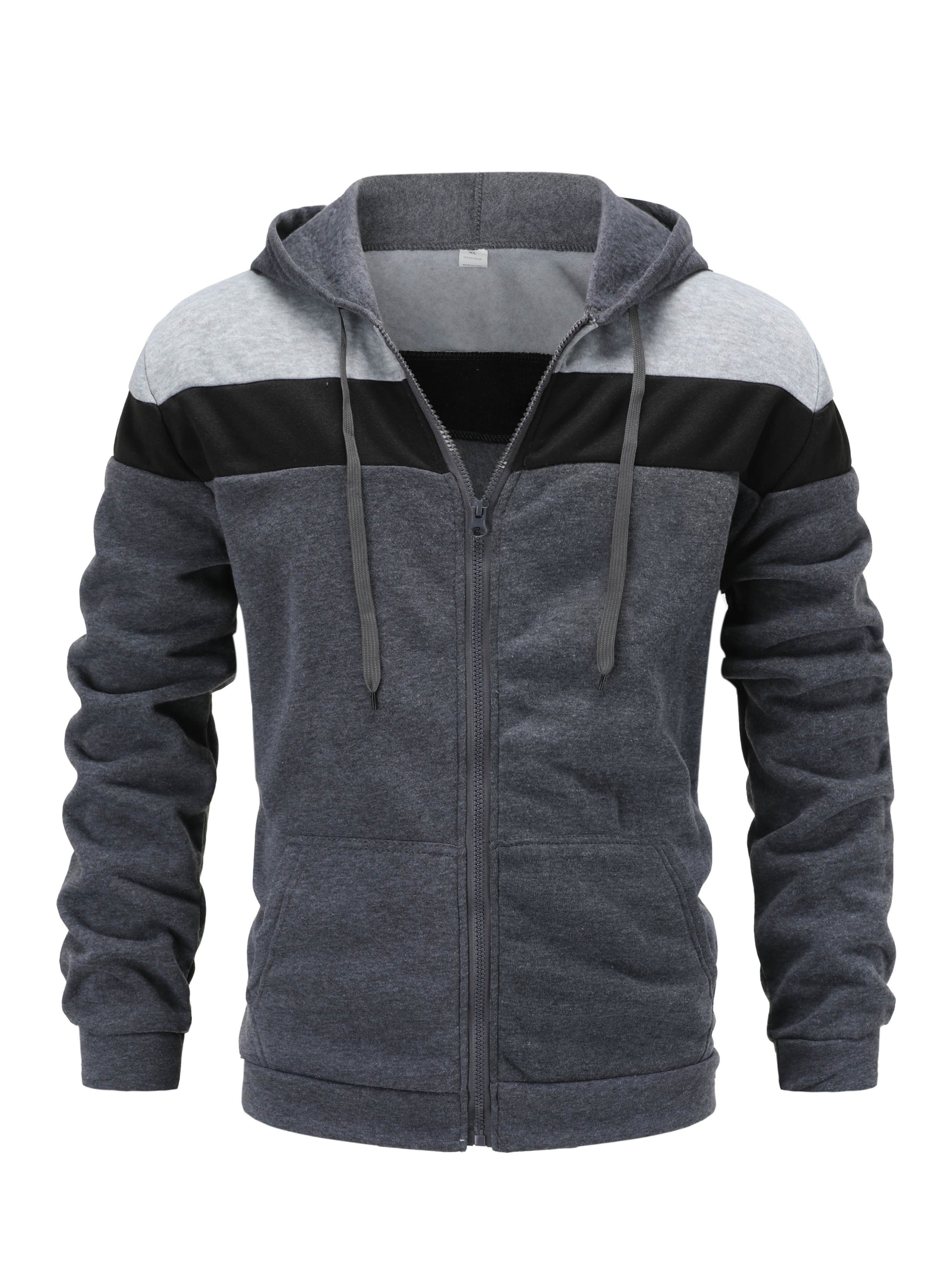 Mens Casual Zip-Up Hoodie - Solid Color Long Sleeve Pullover Stretch Polyester AutumnWinter Fashion - ZOOMNSTORE