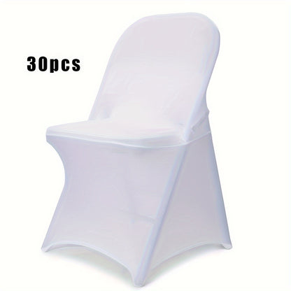 30PCS Spandex Chair Covers - Elastic Folding Chair Protectors for Weddings Parties Celebrations WhiteBlack - ZOOMNSTORE