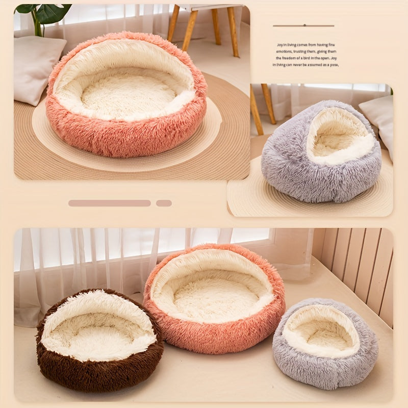Plush Cat Nest Bed - Cozy Cave for Small Pets with Removable Cover - ZOOMNSTORE