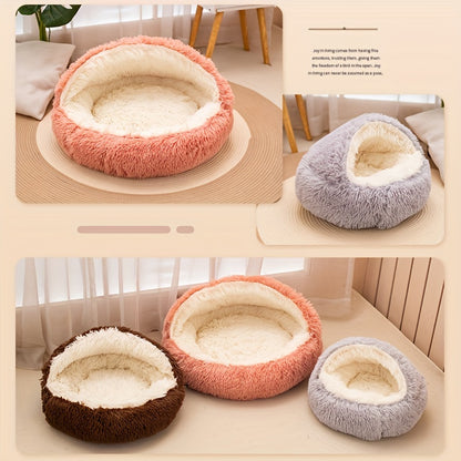 Plush Cat Nest Bed - Cozy Cave for Small Pets with Removable Cover - ZOOMNSTORE