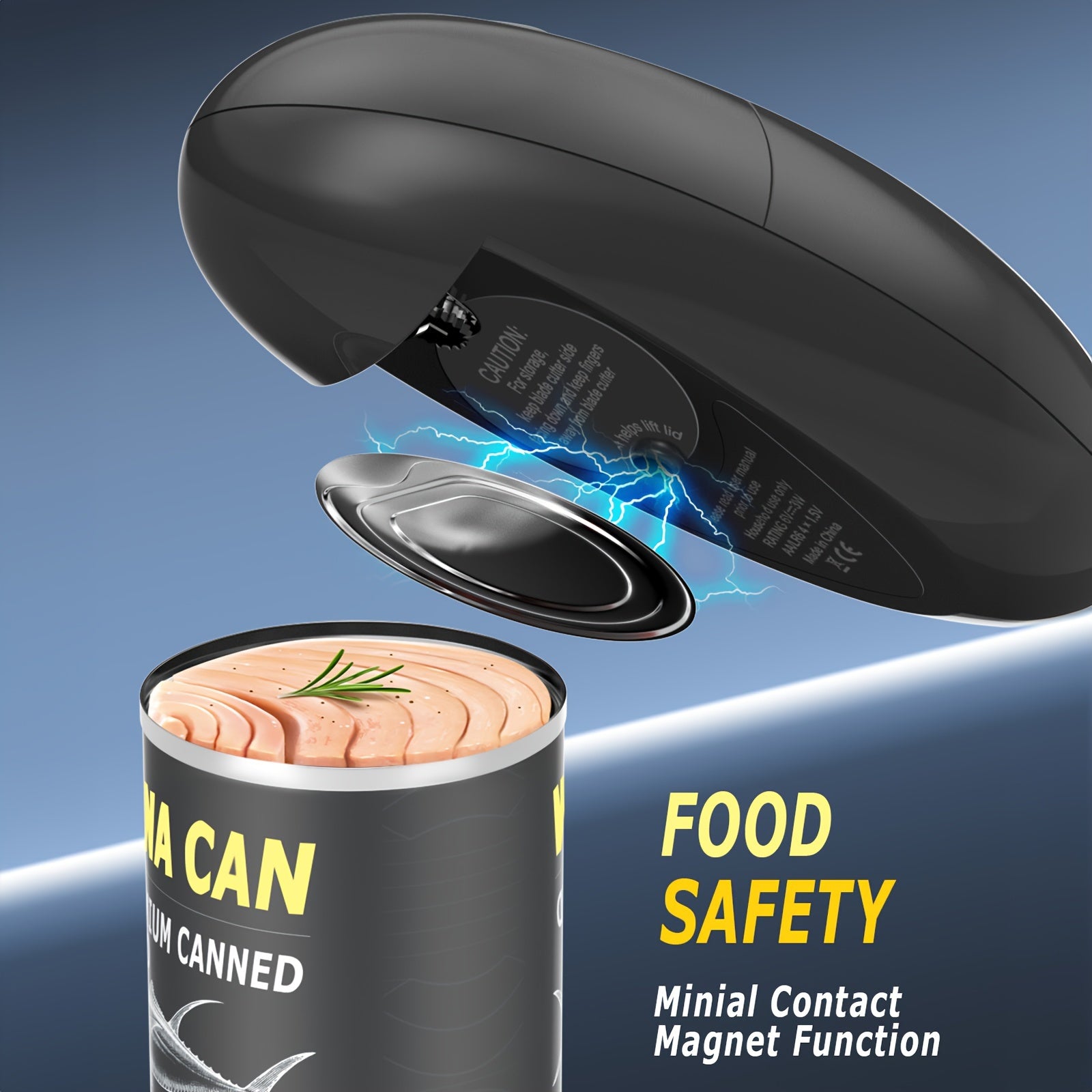 One-Touch Electric Can Opener - Battery Operated Smooth Edge Design for Easy Use Ideal Kitchen Gadget for Seniors and Those with Arthritis Black - ZOOMNSTORE