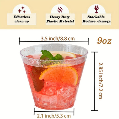 Clear Plastic Cups - 200 Count 9 Oz Heavy-Duty Disposable Cups for Parties  Events - ZOOMNSTORE