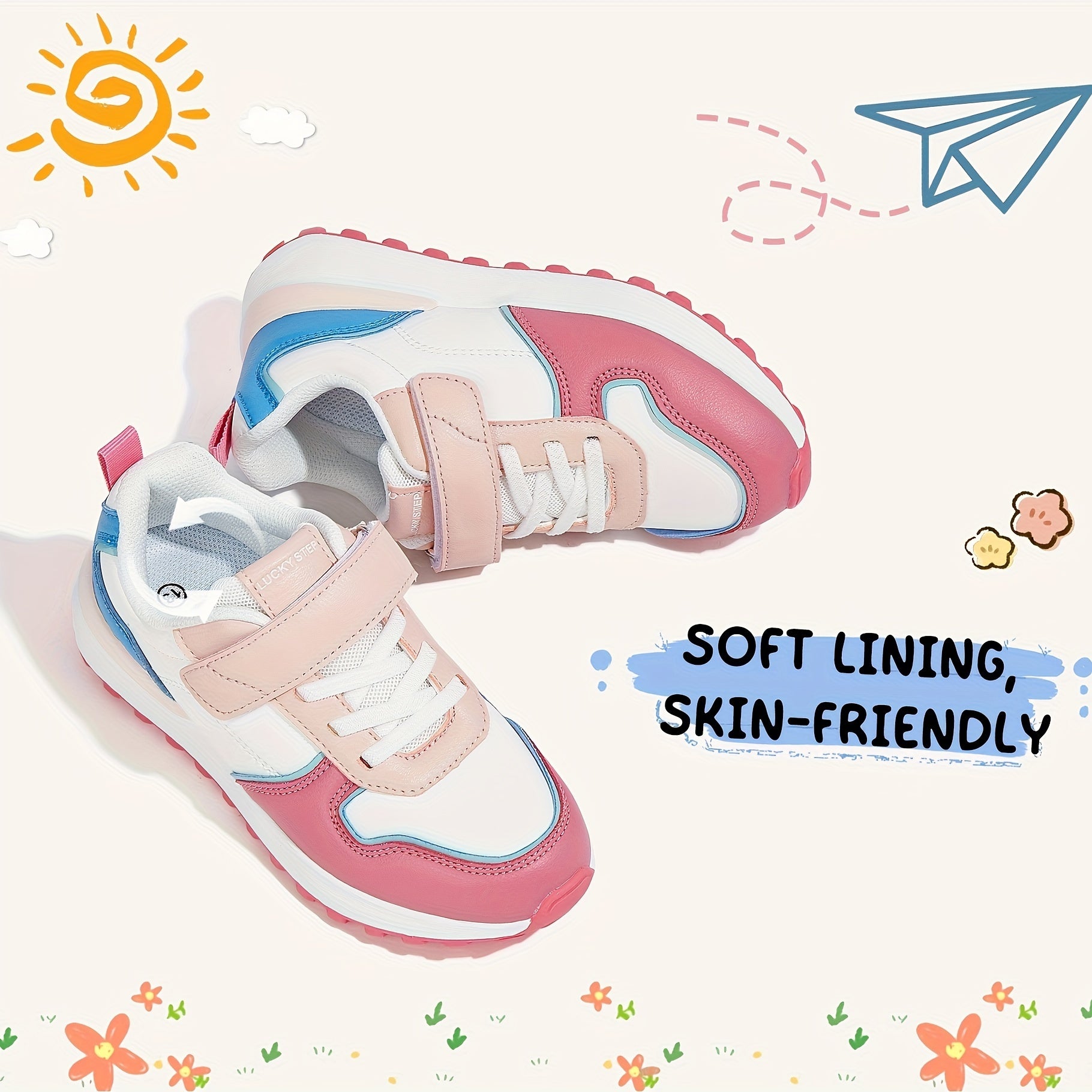 Kids Breathable Non-Slip Sneakers - Fashionable Hook Loop Design - ZOOMNSTORE