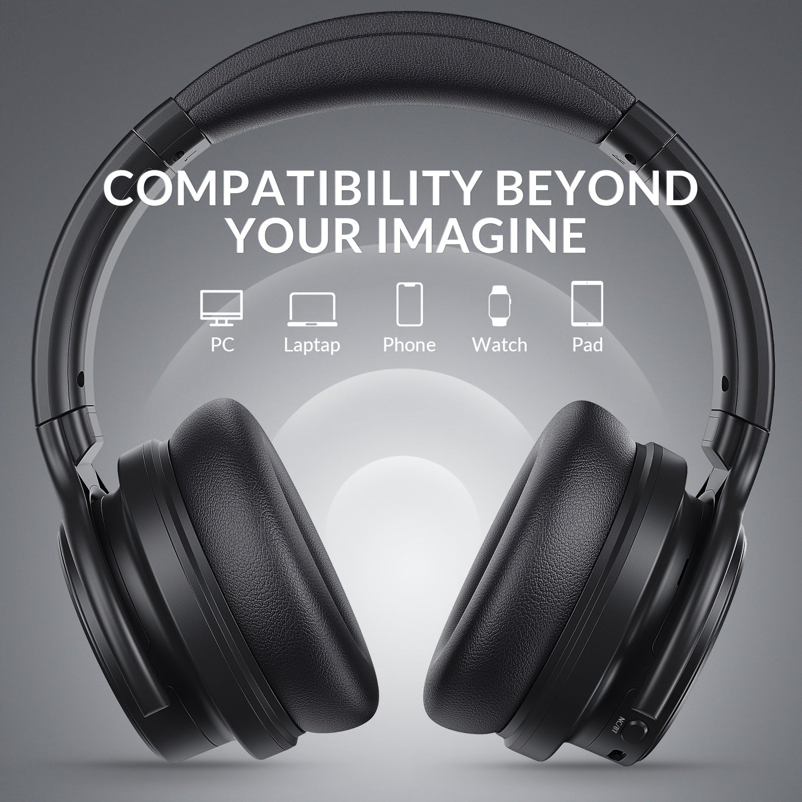 Lucurity Wireless Over-Ear Noise Cancelling Headphones - Deep Bass 20H Playtime Comfort Foam Crystal Clear Calls Black - ZOOMNSTORE