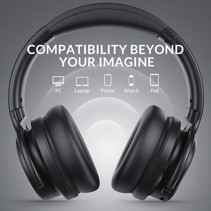Lucurity Wireless Over-Ear Noise Cancelling Headphones - Deep Bass 20H Playtime Comfort Foam Crystal Clear Calls Black - ZOOMNSTORE