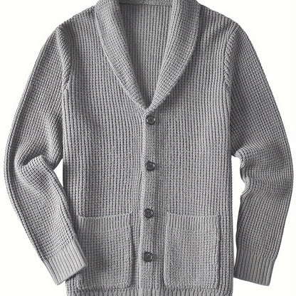 Men's warm cardigan jacket with green fruit collar long sleeved sweater - ZOOMNSTORE