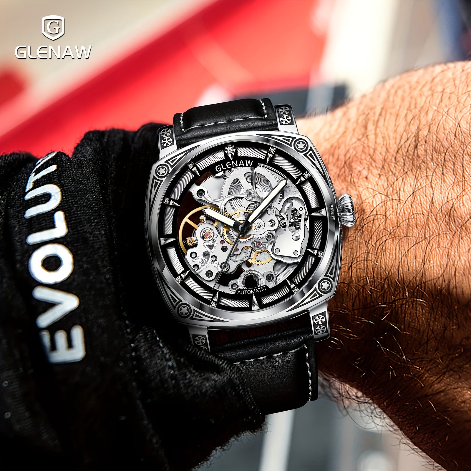 Automatic Mens Skeleton Watch - Retro Self-Winding 3 ATM Waterproof with Luminous Hands - ZOOMNSTORE
