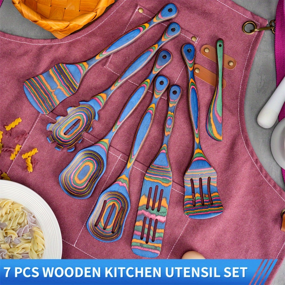 Pakkawood Cooking Utensils Set - 6Pcs7Pcs Non-Stick Wooden Spoons for Home  Kitchen Gifts - ZOOMNSTORE