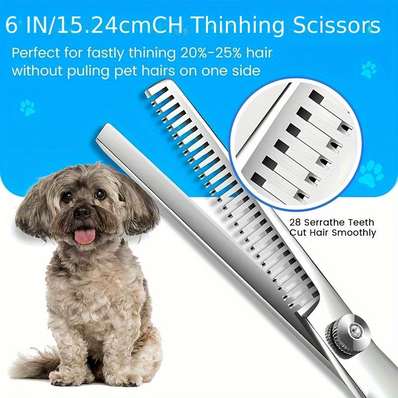 Dog Grooming Scissors Kit - 8-in-1 Titanium Coated with Safety Tips - ZOOMNSTORE