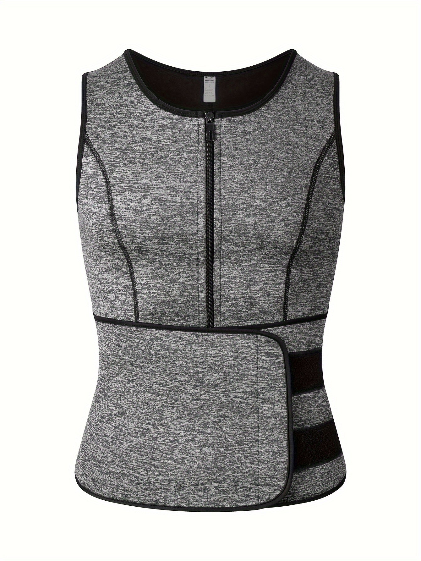 Mens Compression Zip-Up Athletic Vest - Slim Fit Gym Waist Trainer Tank Top - ZOOMNSTORE